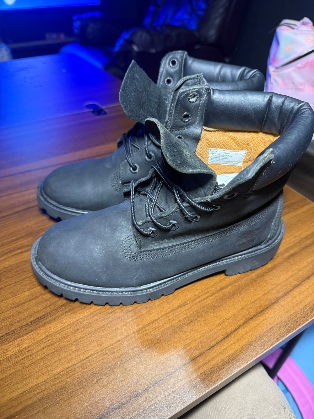 Junior’s black timerberlands